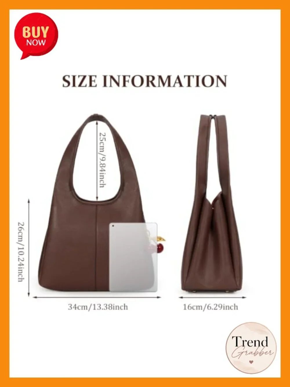 Vegan Leather Hobo Bag Large Shoulder Tote with Cherry Charm for Work Travel